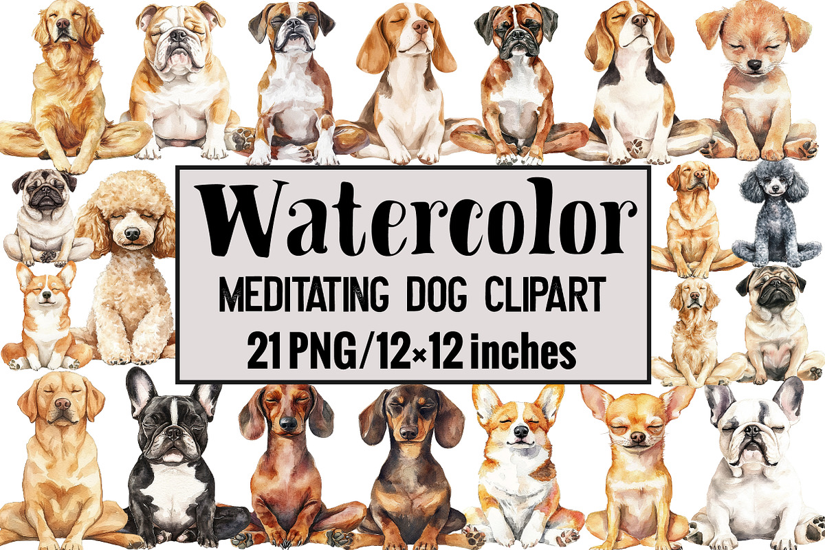Meditating Dog Clipart, an Illustration by Design Market (Photo 1 of 3)