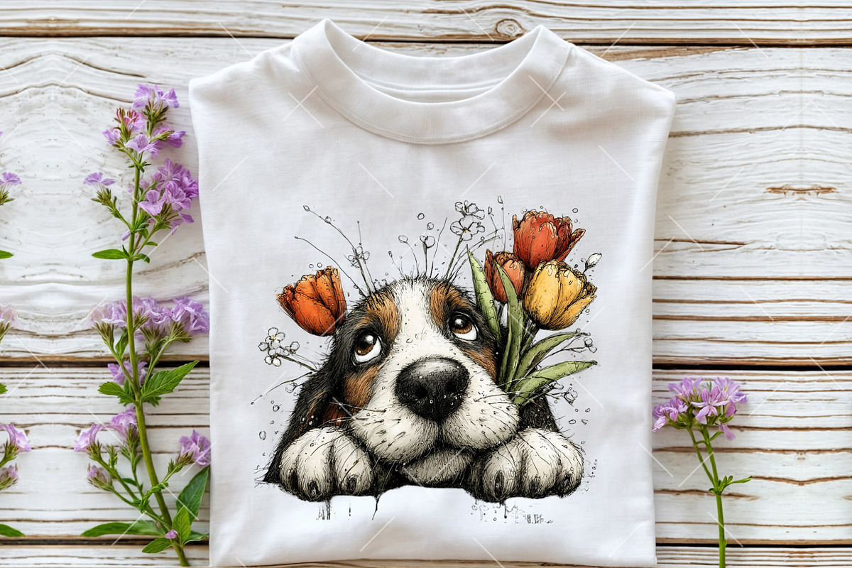 Whimsical Spring Peeking Dog Clipart, a Seasonal Illustration by OK Design (Photo 6 of 6)