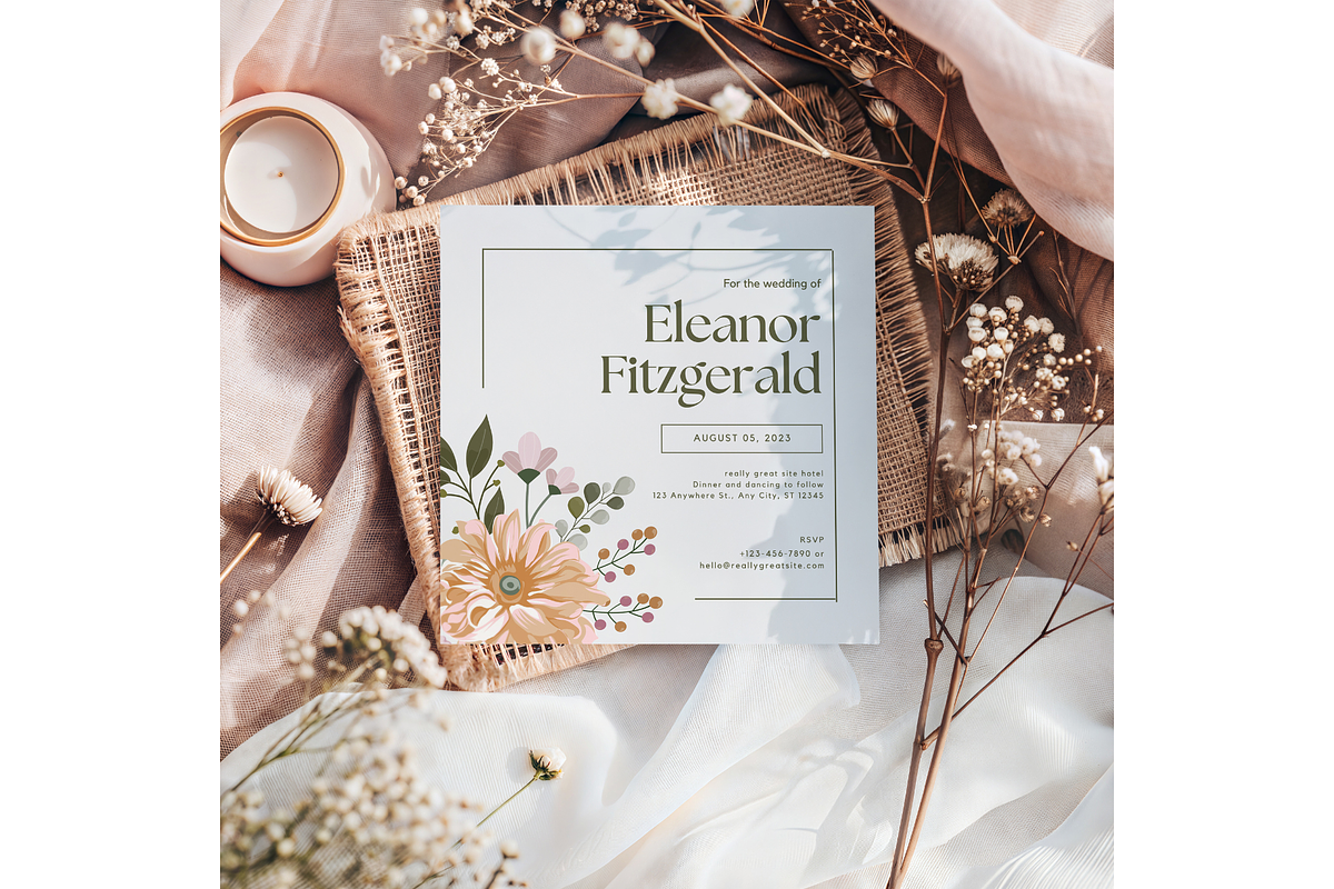 Dried Floral Square Card Mockup, a Mockup by MockupWizard (Photo 3 of 3)
