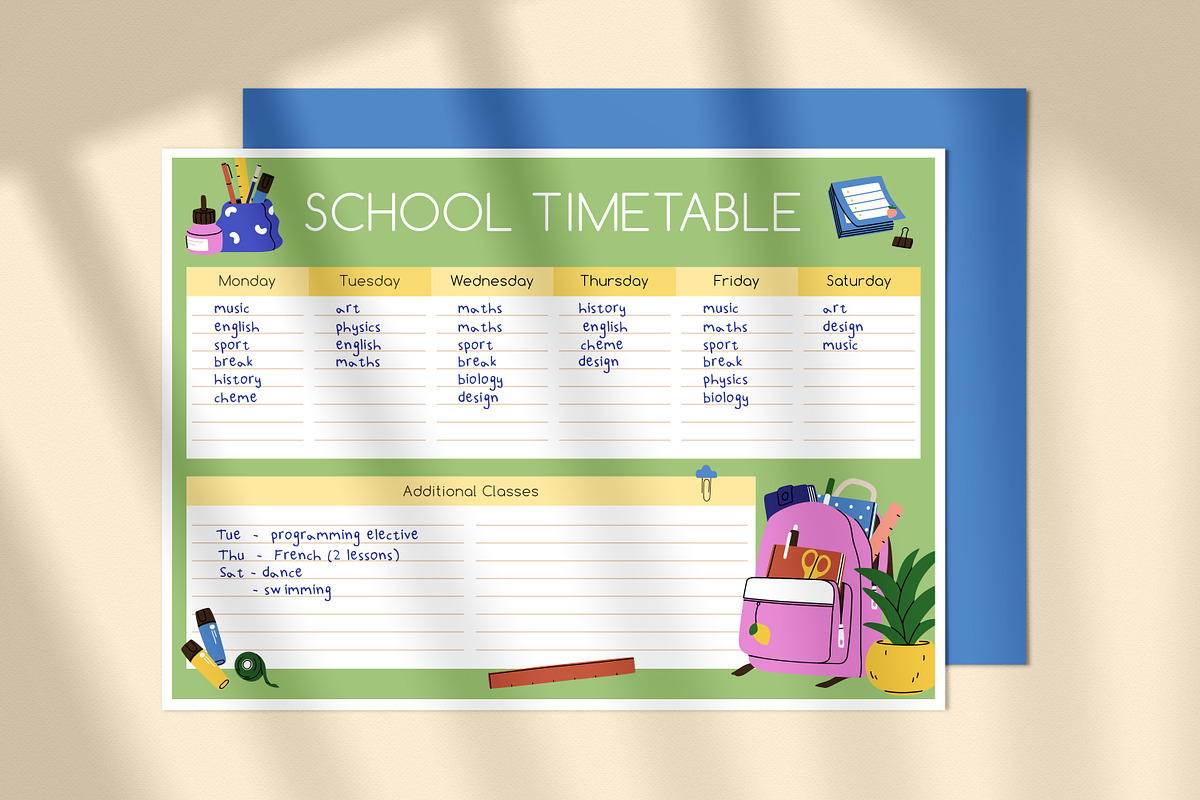 School timetable, lessons schedule, an Education Illustration by Good Studio (Photo 5 of 6)