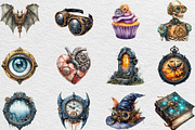 Steampunk Halloween Clipart Bundle, an Illustration by Black Bird Studio (Thumbnail 6 of 6)