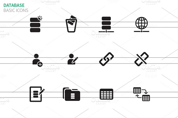Database Icons On White