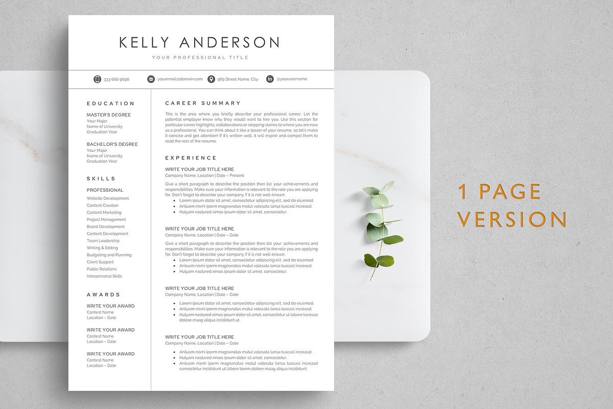 Resume CV Template, a Resume Template by TheStandOutResume (Photo 2 of 8)