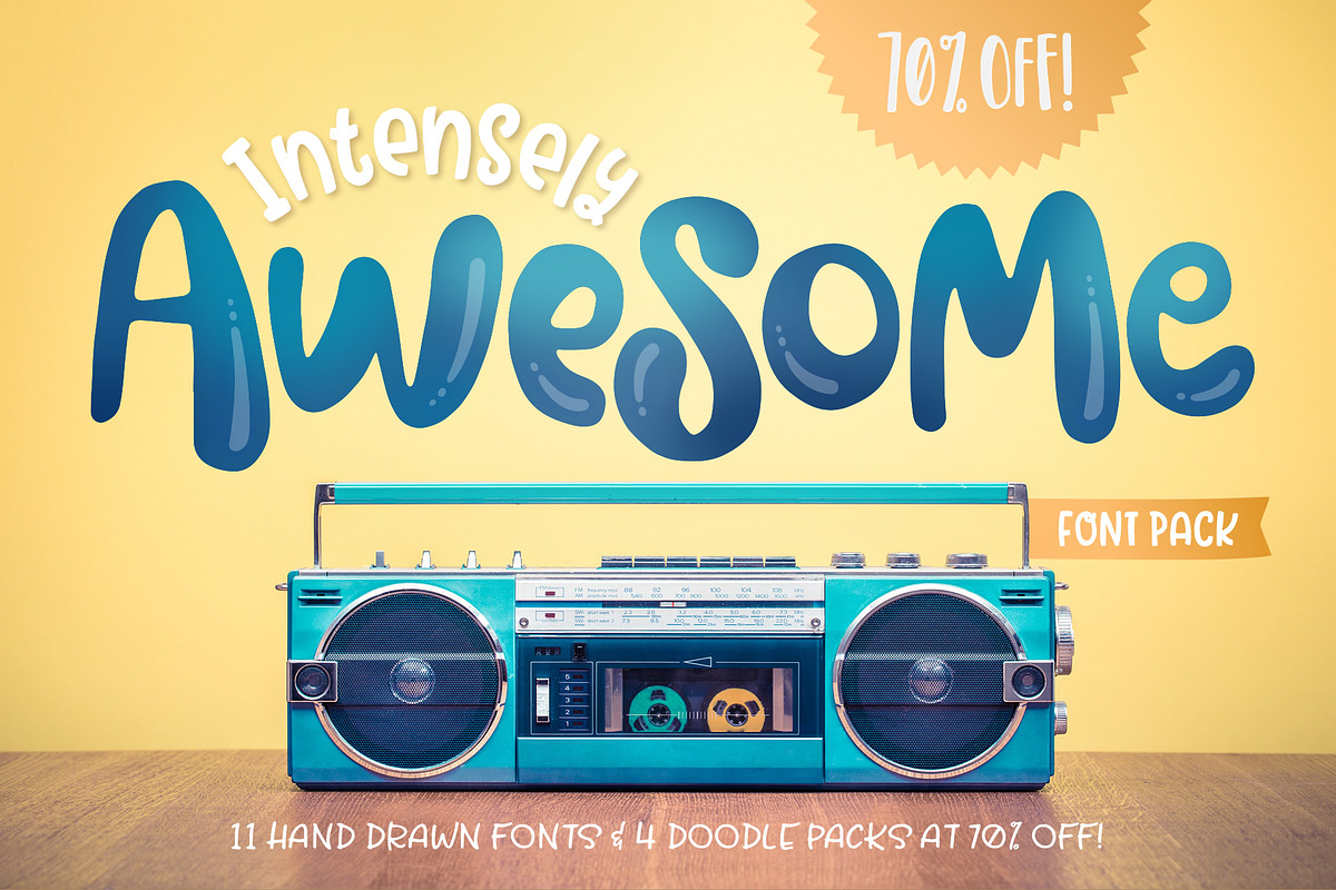 Intensely Awesome Font Pack, a Sans Serif Font by Denise Chandler (Photo 1 of 19)