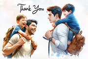 Father and Child Watercolor Cliparts, an Illustration by RobertsArt (Thumbnail 5 of 8)