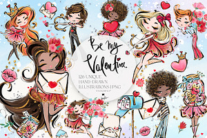 Valentine Icons PNG Glitter Clipart, a Seasonal Illustration by KaramfilaS
