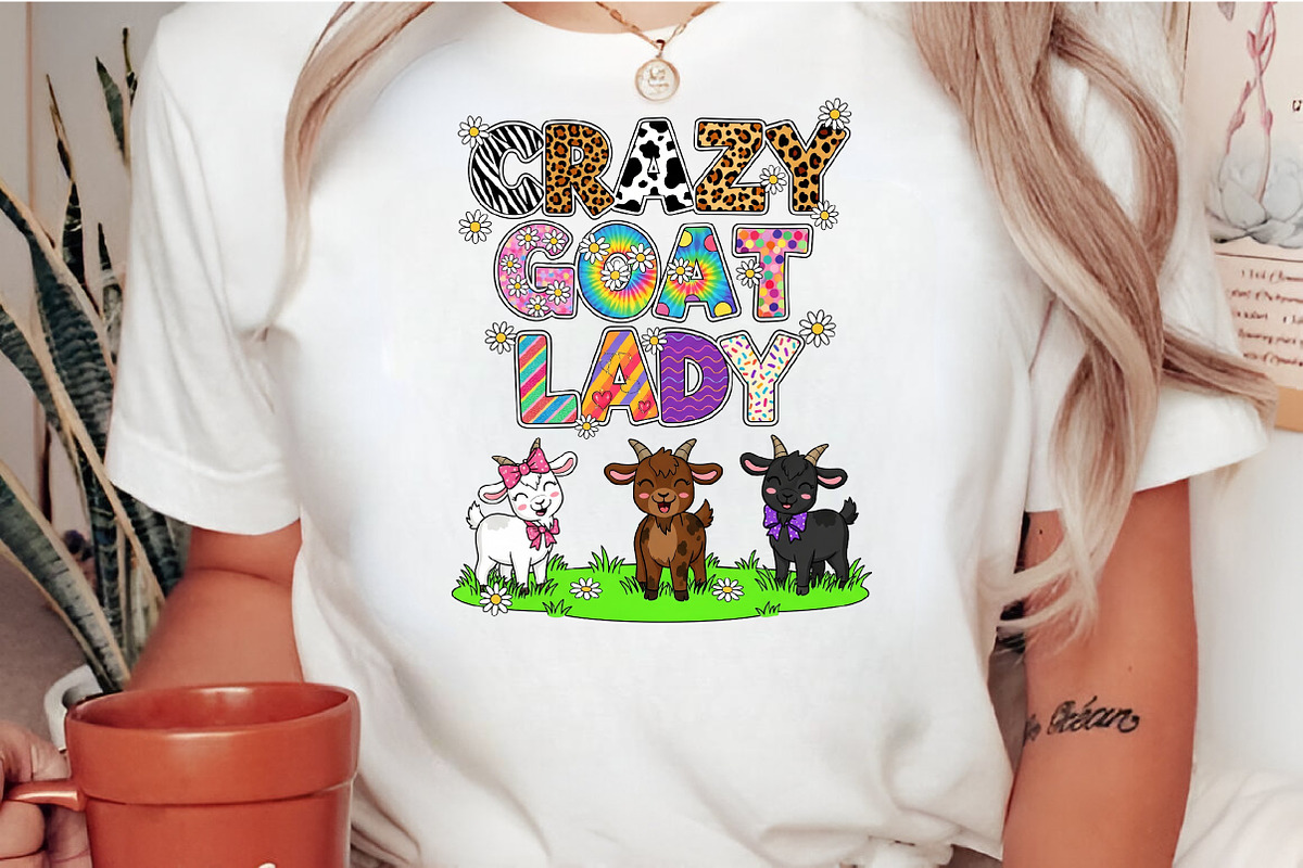 Crazy Goat Lady PNG, an Illustration by Craft Nest (Photo 2 of 6)