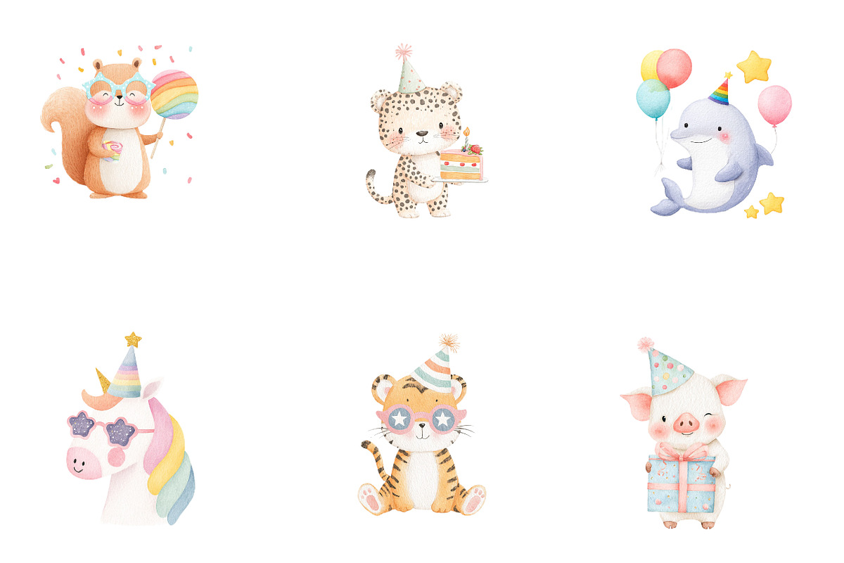 Party Animals Clipart, a Seasonal Illustration by CreationArt (Photo 2 of 4)