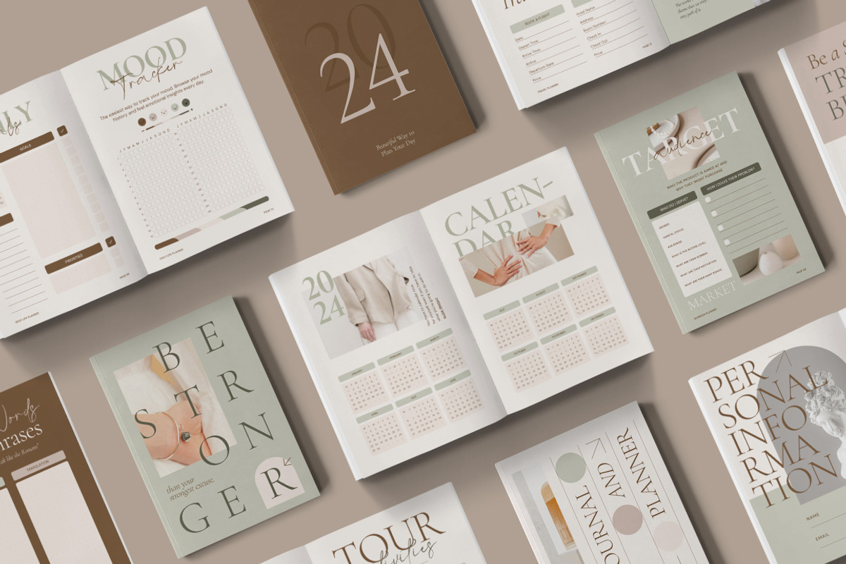 Planner 2024 Self-Growth CANVA PS, a Magazine Template by Eviory (Photo 2 of 27)