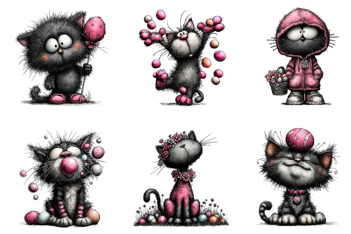 Whimsical Easter Cat Clipart, an Illustration by CreationArt (Photo 7 of 7)