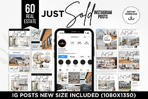 Just Sold Real Estate Instagram Post, a Social Media Template by CreativeVinesStore