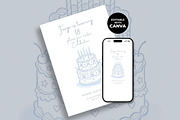 Blue Vintage Birthday Invitation, an Invitation Template by M9 Design (Thumbnail 2 of 4)