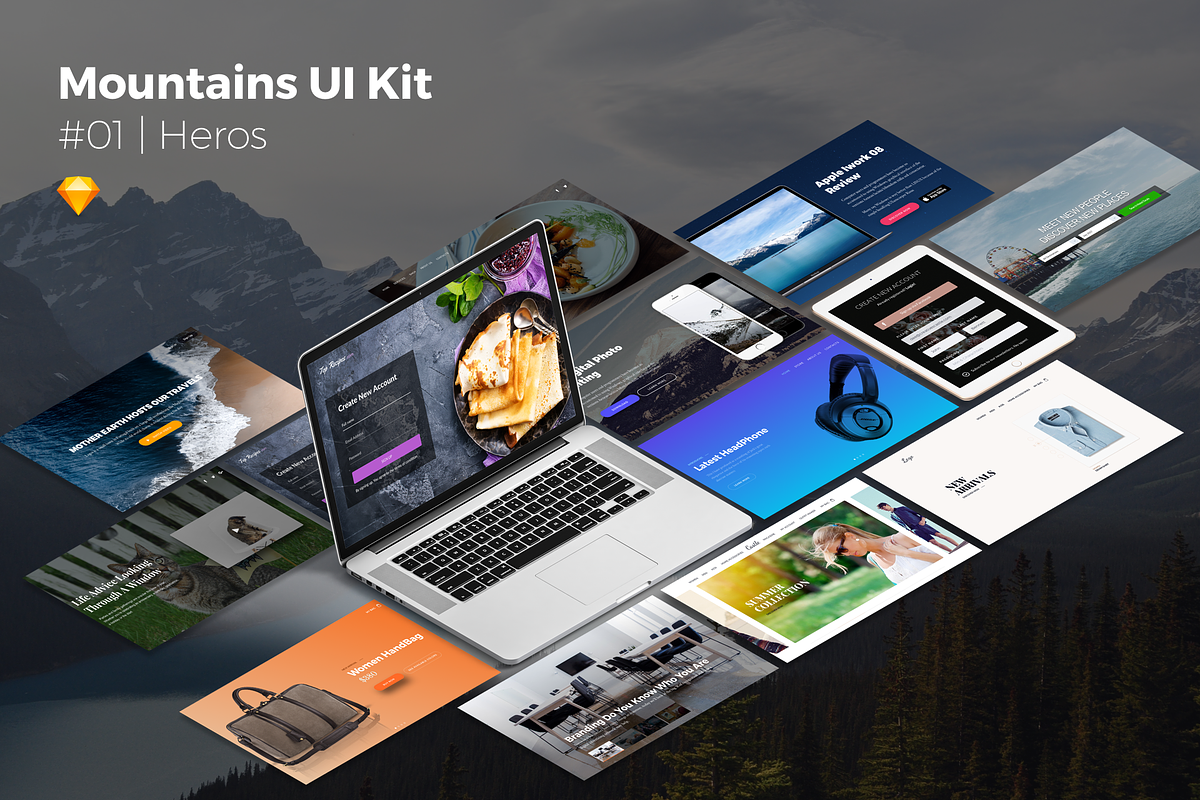 Mountains Kit | Web Headers & Heros, an UI Kit Template by CreativesCastle (Photo 1 of 5)