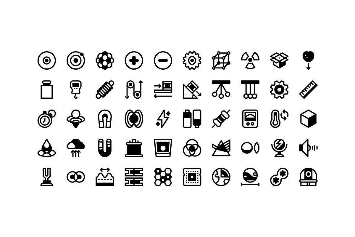 50 Physics Icons, an Outline Icon by Side Project (Photo 3 of 8)