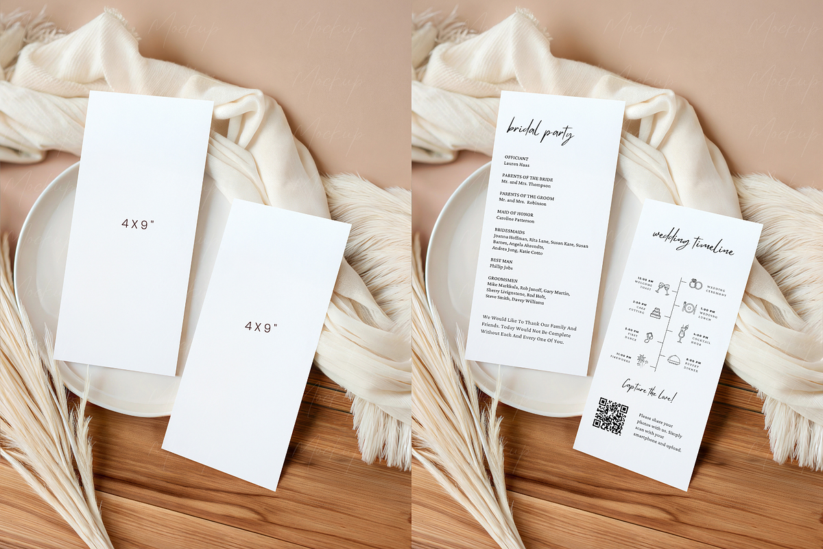 Wedding Menu Mockup Beige Boho, a Product Mockup by TatiMockup (Photo 2 of 3)