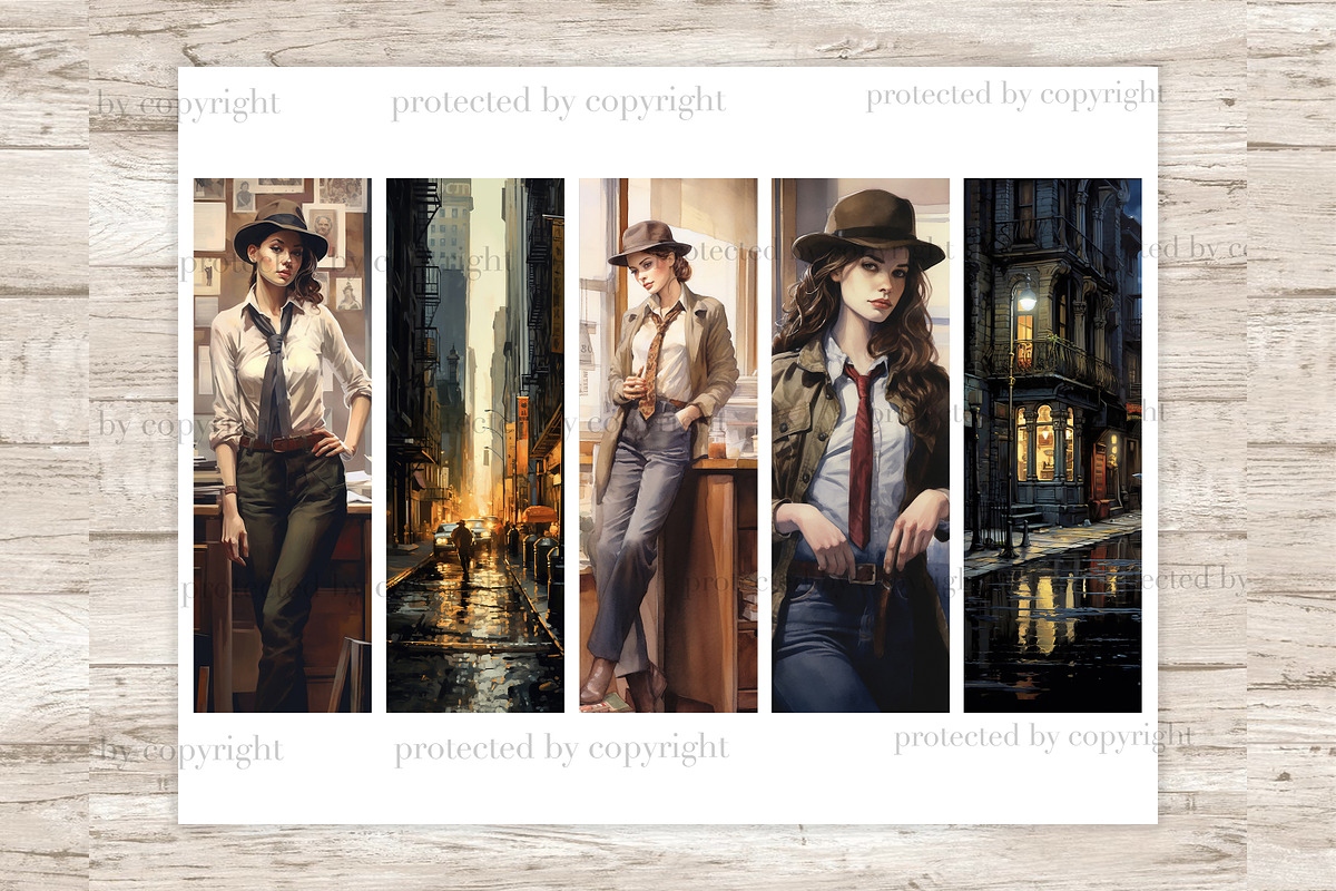 Detective Printable Paper Bookmark, a Person Illustration by GlamArtZhanna (Photo 1 of 3)