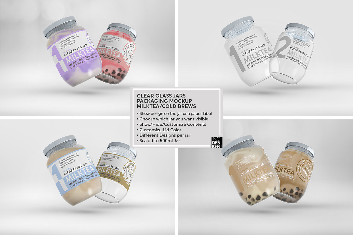 Clear Glass Jar Packaging Mockup, an Advertising Mockup by INCDesign (Photo 7 of 12)