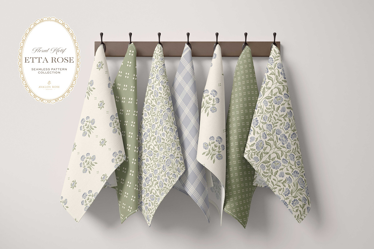 Vintage Blue Floral Print Patterns, a Pattern Graphic by Eclectic Anthology (Photo 7 of 14)