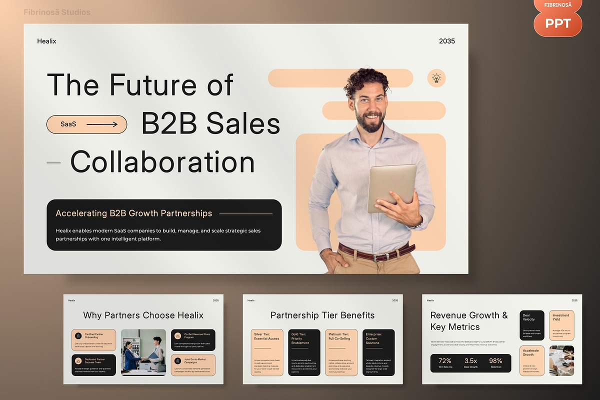 Modern B2B SaaS Sales Partnership, a Presentation Template by FIBRINOSÄ (Photo 2 of 7)