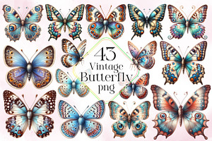 Vintage Butterfly Clipart PNG