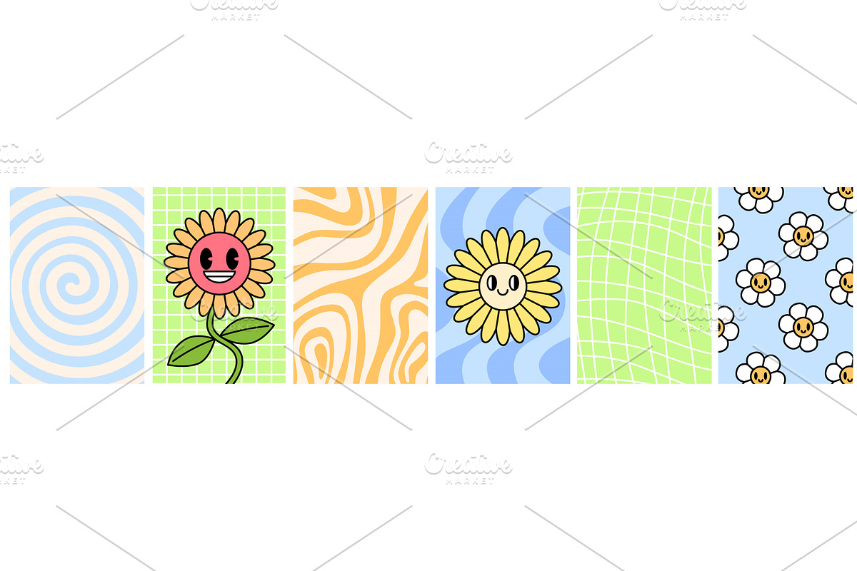 Daisy retro groovy patterns, an Object Illustration by art PVP - market