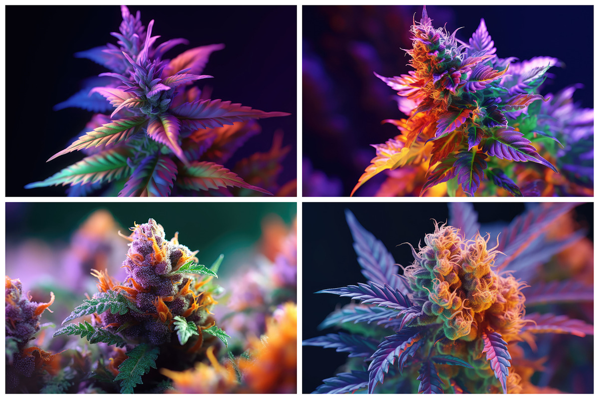 20 Neon Cannabis Backgrounds, a Background Graphic by HipFonts