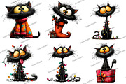 Funny Black Cat Christmas Clipart, an Illustration by DreamArtGraphic (Thumbnail 4 of 5)