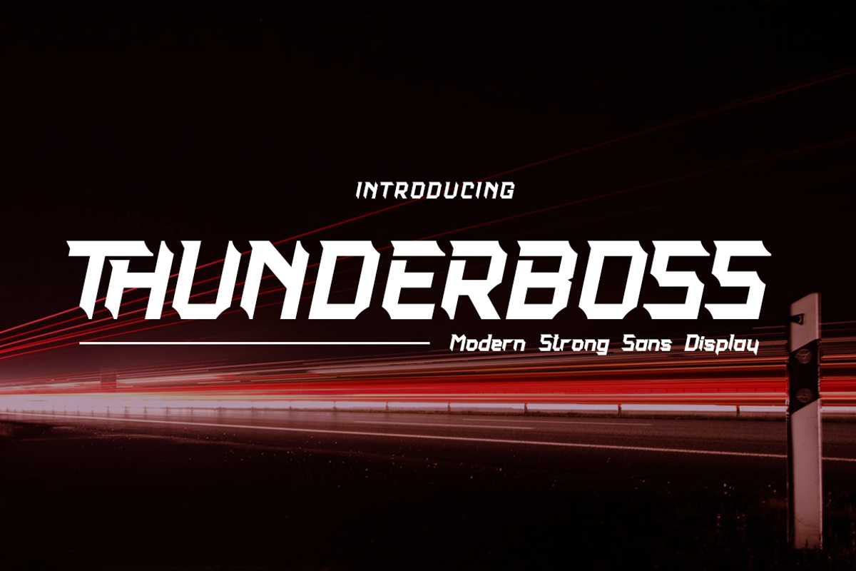 Thunderboss Modern Strong Sans, a Sans Serif Font by Haksen (Photo 1 of 10)