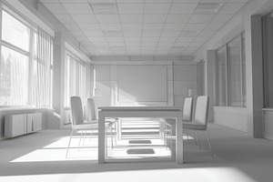 Modern conference room with table and chairs, a Business Photo by AlyaAnd
