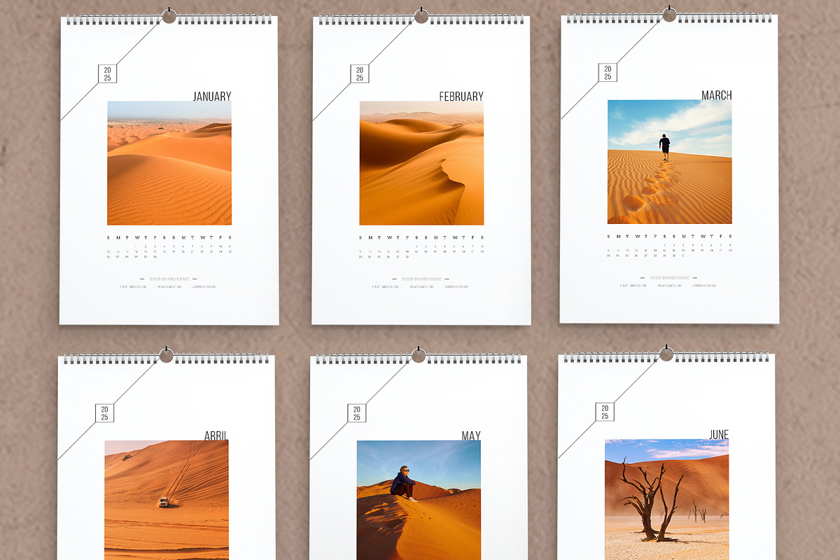 Minimal Yearly Calendar Template, a Stationery Template by MightyDesign (Photo 2 of 6)