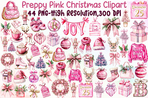 Preppy Pink Christmas Clipart Png, an Illustration by Sublimation Artist