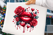 Watercolor Valentine Smooch Clipart, an Illustration by SinaCreation (Thumbnail 6 of 11)