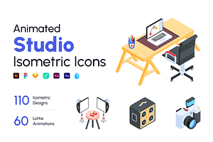 Studio Isometric Icon Set, a Duotone Icon by Vectors Market