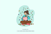 Cute Girl Save Money Illustration, an Object Illustration by Partikusi Design (Thumbnail 2 of 3)