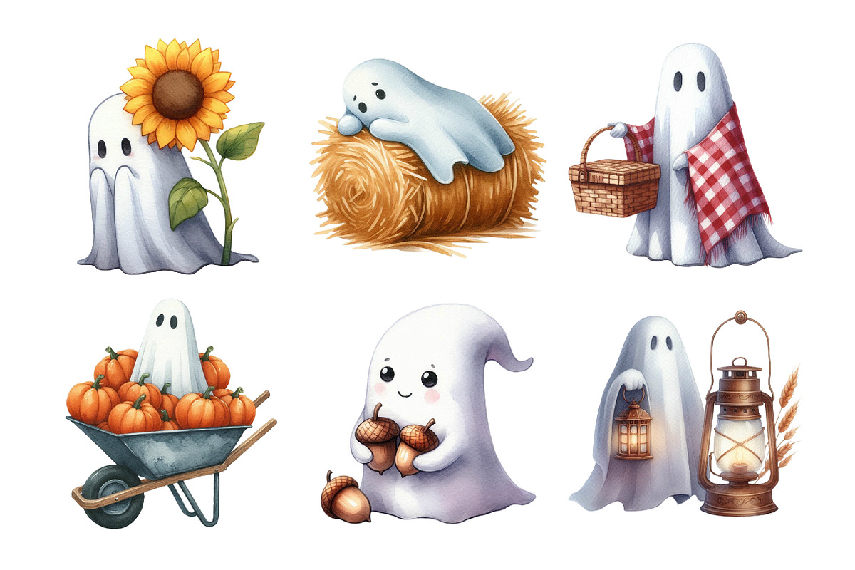 Autumn gost Clipart Bundle, an Illustration by Daily.Designs (Photo 2 of 5)