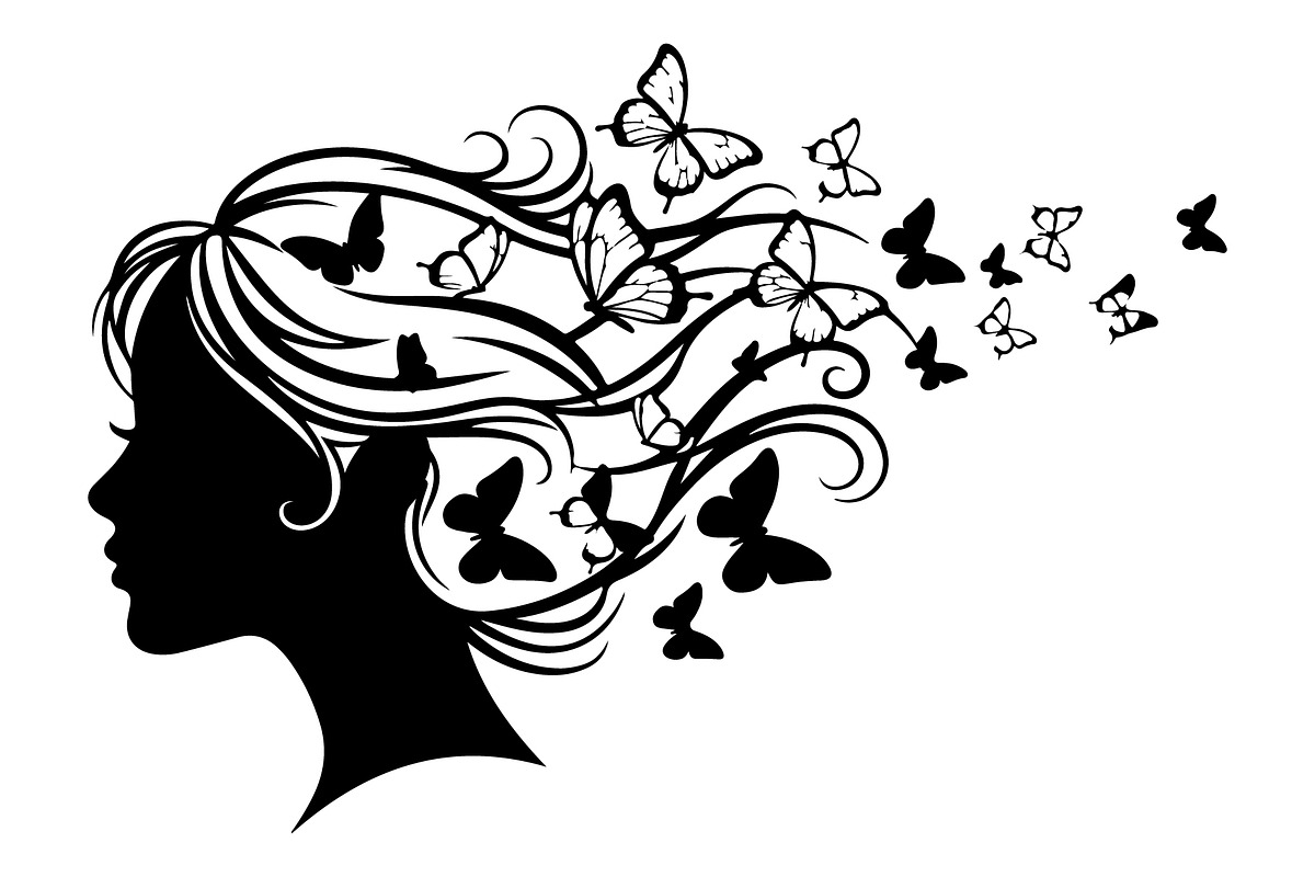 Woman Butterfly Hair Silhouette, an Object 3D Model by yasushie (Photo 24 of 31)
