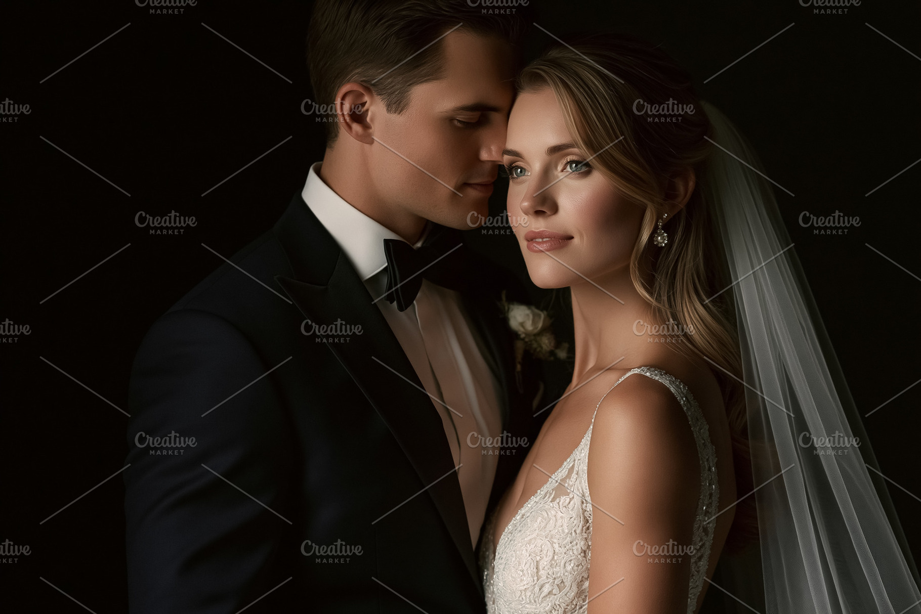 Newlywed couple embracing, bride and groom sharing a romantic mo, a Person Photo by Studio ANNA
