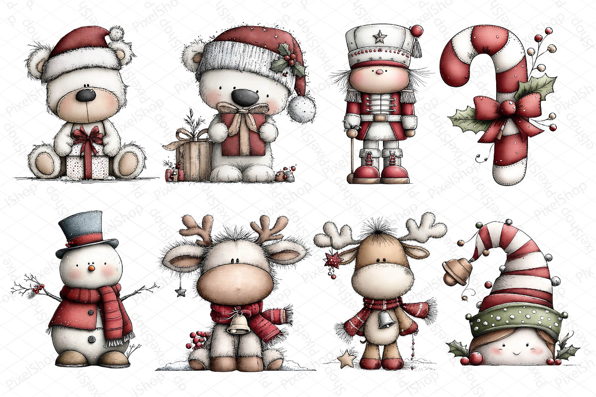 Whimsical Christmas Clipart Bundle, an Illustration by DreamPrint404 (Photo 4 of 6)