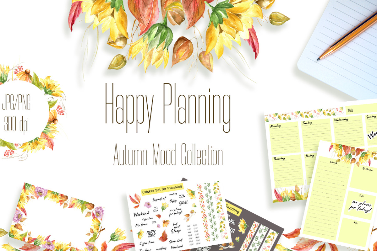 Happy Planning Autumn Collection, a Stationery Template by OlgaSerbun (Photo 1 of 6)