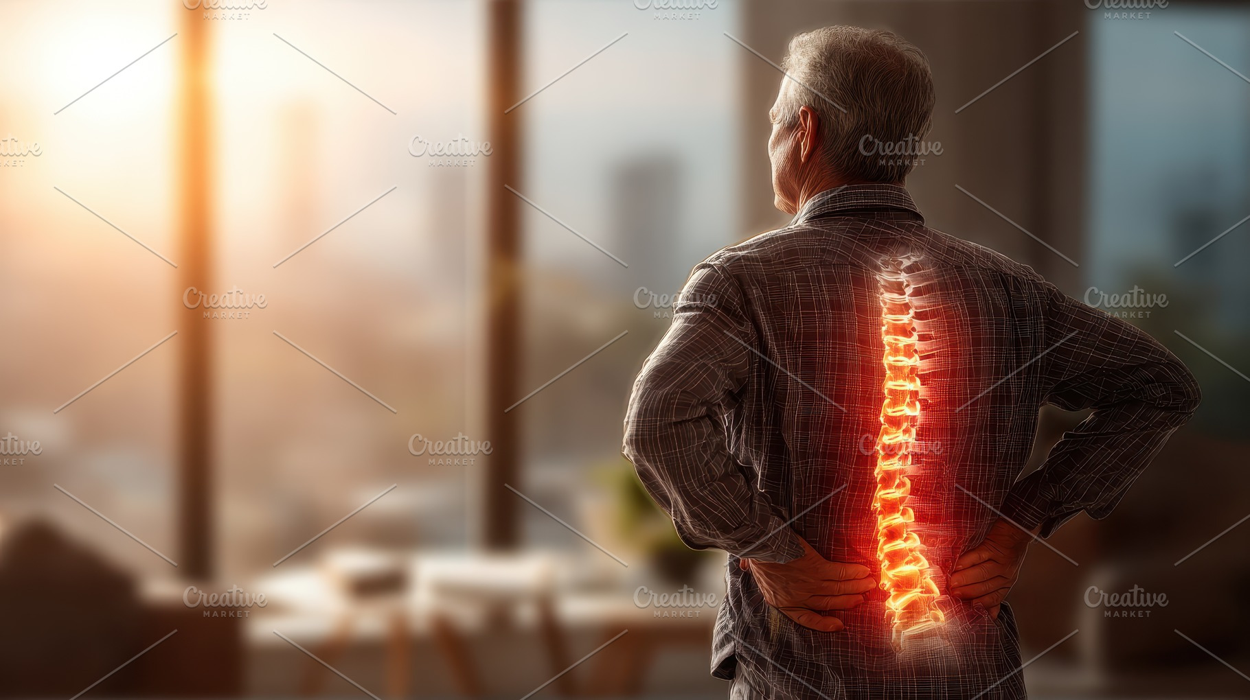 Elderly Man Experiencing Severe Back, a Photo by Pixeness Studio