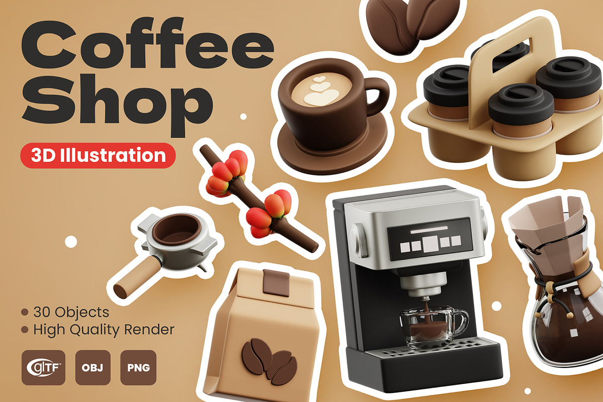 Coffee Shop 3D Icons, an Object 3D Model by Rakata Studio (Photo 1 of 5)