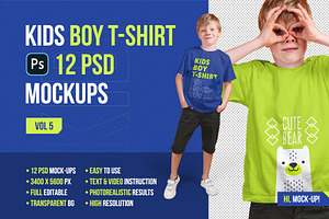 Kids Boy T-Shirt PSD Mockups Vol5