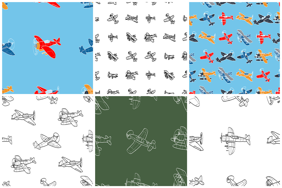 Airplanes. 30 vector patterns, a Pattern Graphic by Alena Stoyko design (Photo 6 of 13)