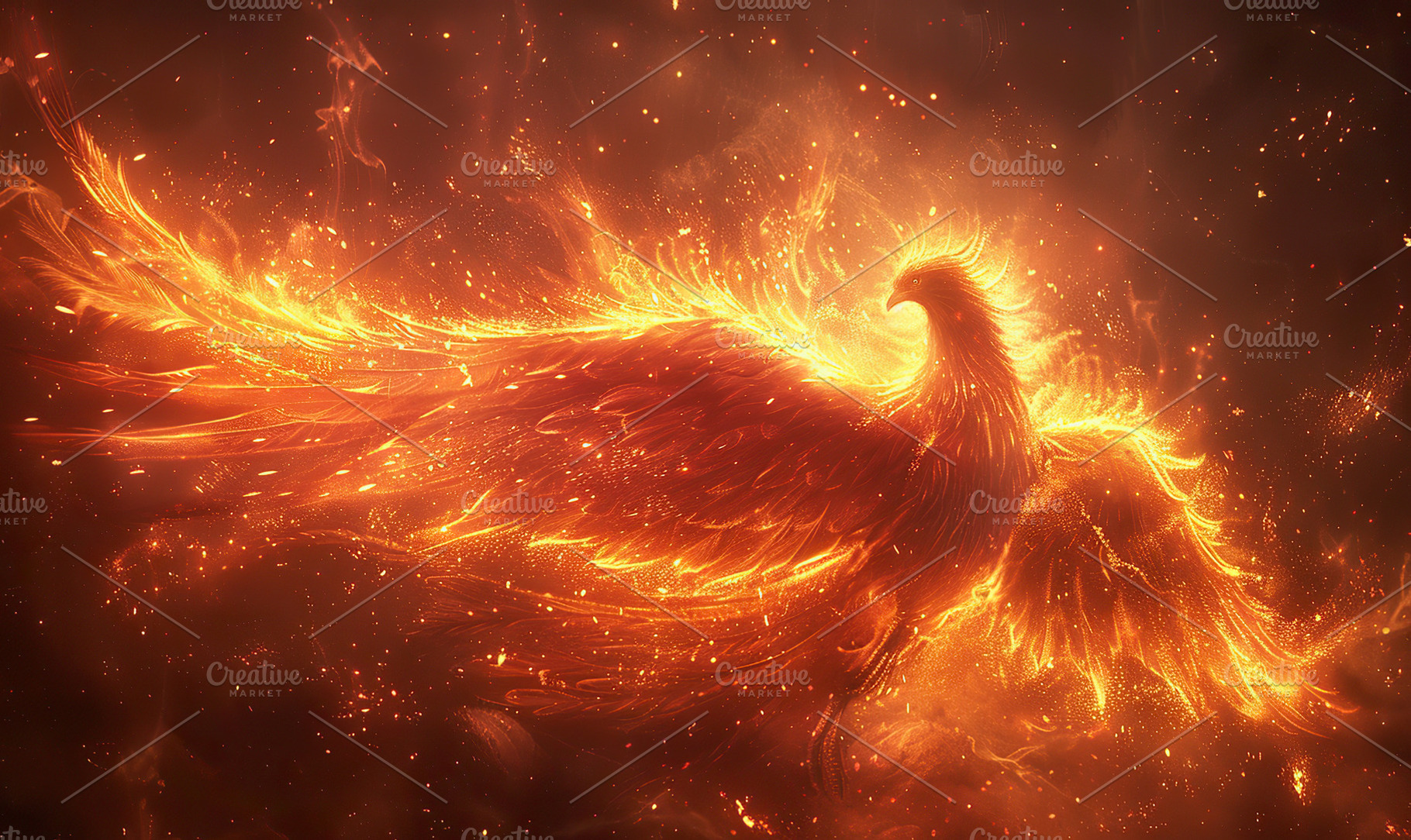Fiery Phoenix Rising Artwork , gener, a Photo by LOGOCREATIVE