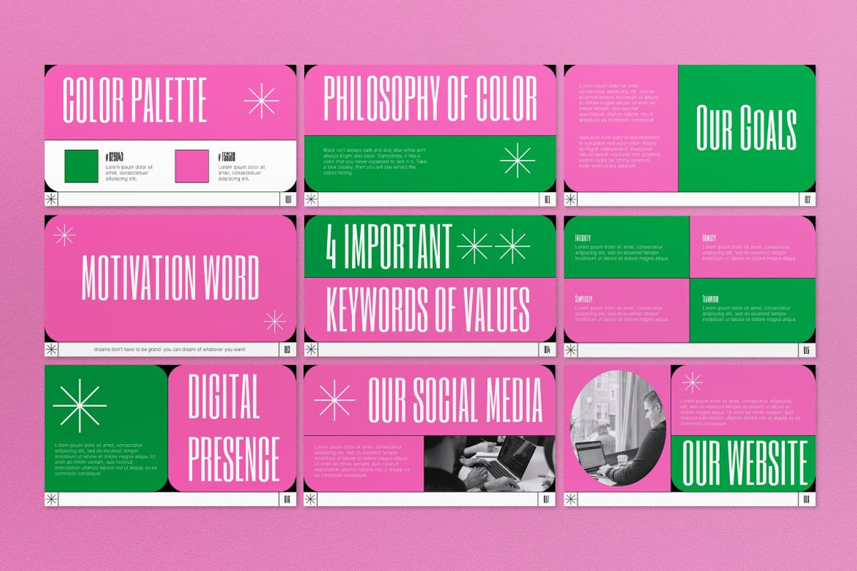 Pink Green Brand Power Point, a Presentation Template by graphicook (Photo 3 of 4)