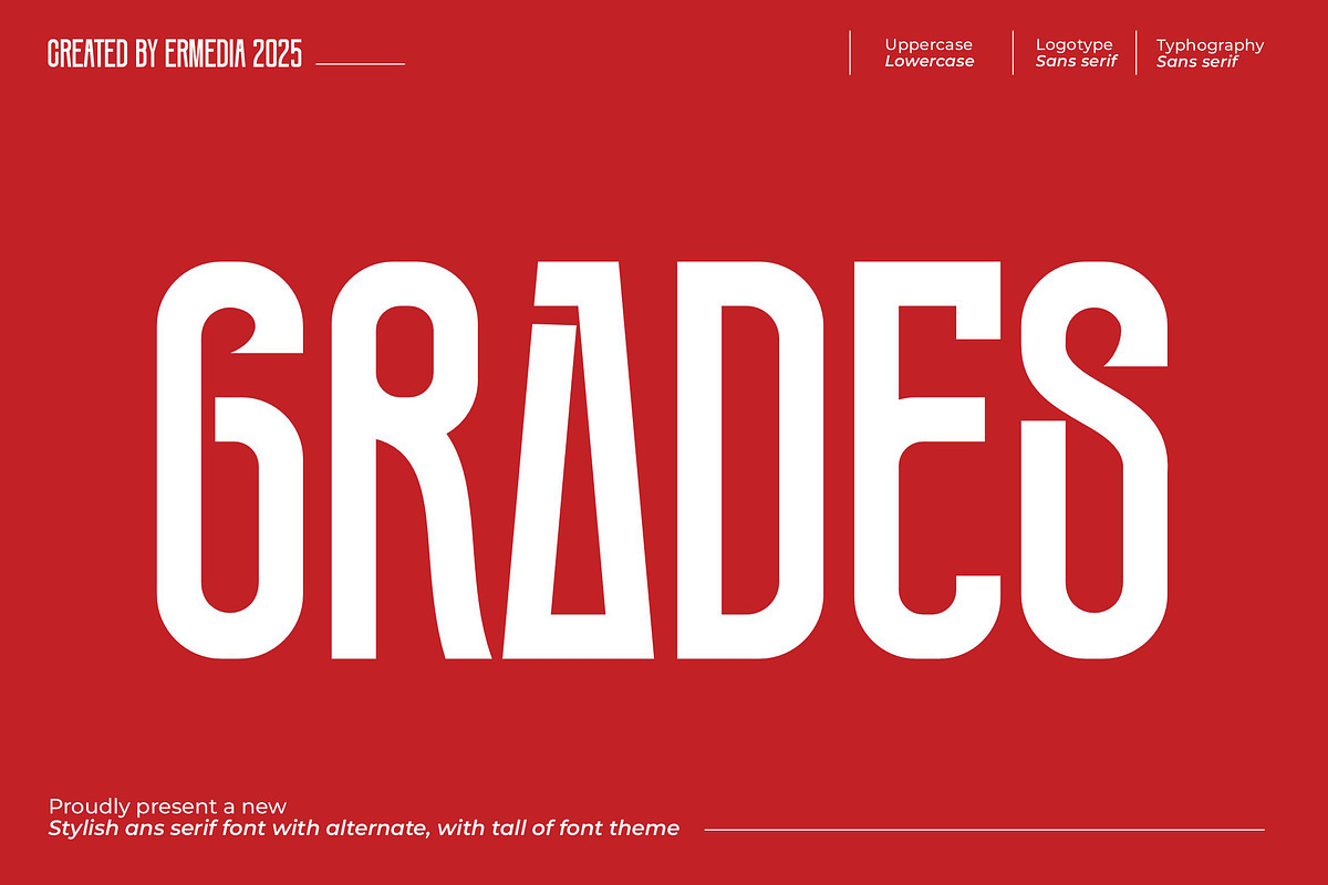 Grades | Modern Tall Sans Serif Font, a Sans Serif Font by Ermedia Studio (Photo 1 of 8)