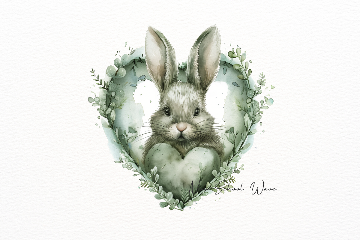 Vintage Rabbit With Heart Clipart, an Animal Illustration by New-School-Wave (Photo 2 of 5)