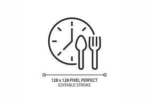Lunchtime pixel perfect linear icon, an Outline Icon by IMG Visuals
