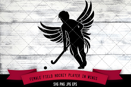 Female Field hockey Player in Wings
