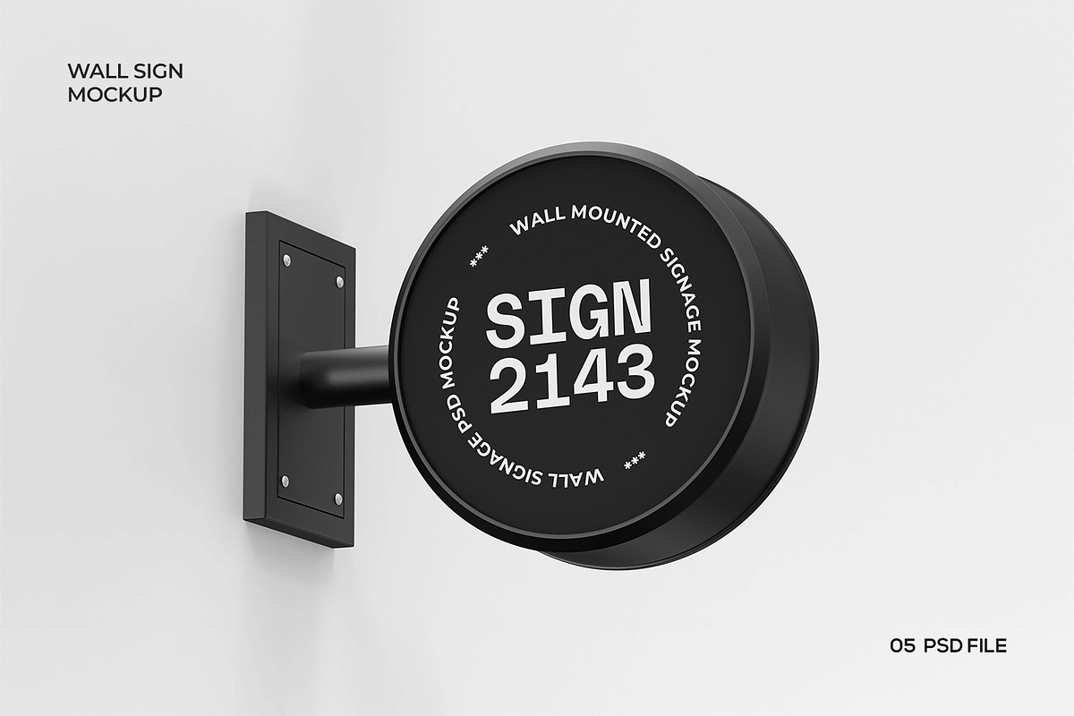 Wall Mounted Signboard Mockup Set, an Advertising Mockup by RamStudio2 (Photo 3 of 13)